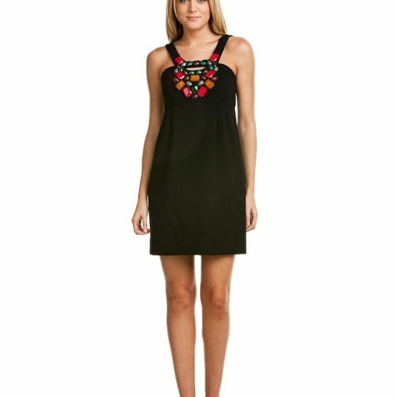 Shoshanna Beaded Cocktail Dress Black Mini 4 S - Picture 1 of 6